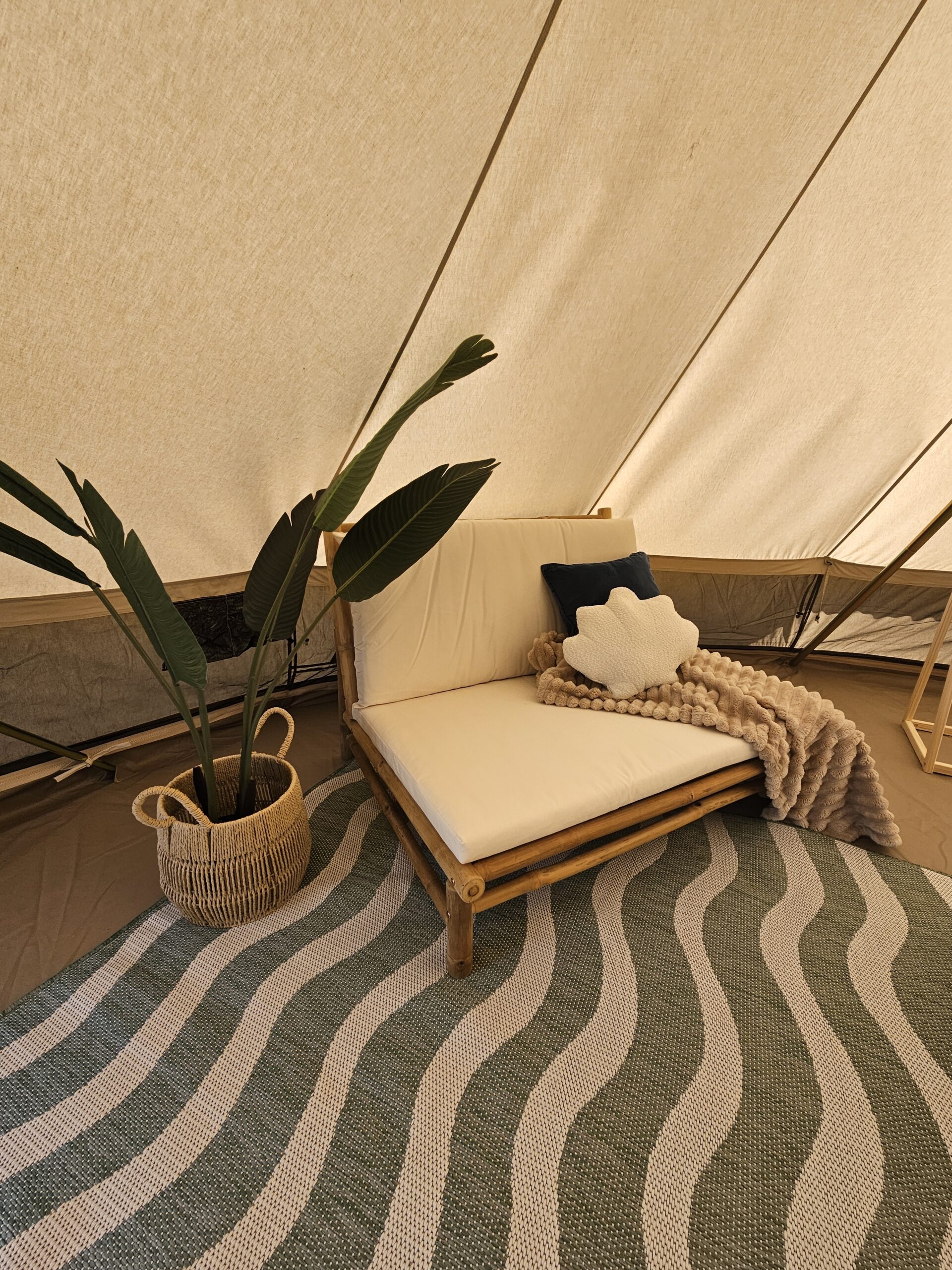 love seat in beach bell tent